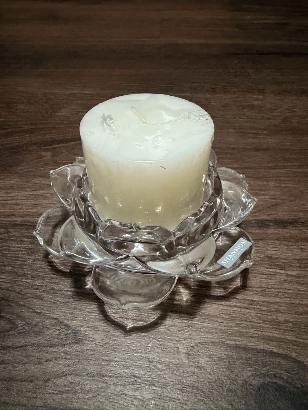 Godinger Clear Crystal Lotus Pillar Candle Holder